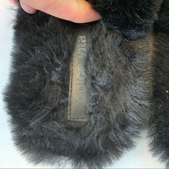 dolce Vita Soft Fuzzy Black Two Strap Slippers Size 10 - Picture 3 of 6
